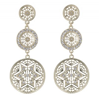 Designer gold crystal cut out earring